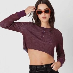 Marc Jacobs The Cropped Ribbed Henley Purple